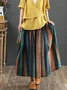 Casual Striped A-Line Natural Maxi Skirt
