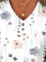 Casual Floral V Neck Short Sleeve T-shirt