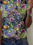 Casual Floral Crew Neck Short Sleeve T-shirt