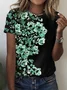 Casual Floral Crew Neck Short Sleeve T-shirt