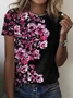 Casual Floral Crew Neck Short Sleeve T-shirt