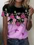 Casual Floral Crew Neck Short Sleeve T-shirt