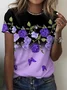 Casual Floral Crew Neck Short Sleeve T-shirt