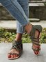 Casual Plain Zipper Low Heel Slide Sandals