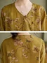 V Neck Raglan Sleeves Three Quarter Sleeve Floral Regular Loose Blouse For Women