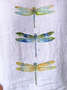 V Neck Short Sleeve Dragonfly Regular Loose Shirt For Women