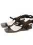 Urban Plain Non-Slip Lace-Up Low Heel Thong Sandals