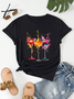 Casual Painting Crew Neck Short Sleeve T-shirt