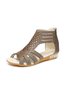 Women Summer Casual Plain Zipper Block Heel Slide Sandals