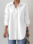 Shirt Collar Long Sleeve Plain Buckle Regular Loose TUNIC Shirt For Women