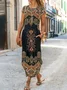 Women Nationality/ethnic Crew Neck Short Sleeve Comfy Casual Pocket Stitching Maxi Dress