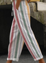 Women Casual Multicolor Striped Ankle Pants