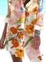 Women Floral Shirt Collar Short Sleeve Comfy Casual Short Dress