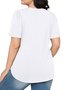 Crew Neck Short Sleeve Plain Regular Micro-Elasticity Loose Shirt For Women