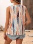 Casual Crew Neck Abstract Stripes Tank Top Buckle