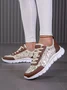 Casual Color Block Breathable Lace-Up Flat Heel Fly Woven Shoes Split Joint
