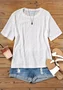 Crew Neck Short Sleeve Plain Regular Loose Blouse For Women