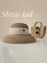 Color Block Wide Brim Straw Hat