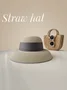 Color Block Wide Brim Straw Hat