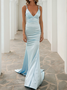 Women Plain V Neck Sleeveless Comfy Sexy Maxi Dress