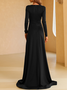 Women Plain V Neck Long Sleeve Comfy Sexy Maxi Dress