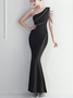 Women Plain One Shoulder Sleeveless Comfy Sexy Maxi Dress