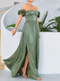 Women Plain Boat Neck Sleeveless Comfy Sexy Maxi Dress