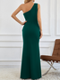 Women Plain One Shoulder Sleeveless Comfy Sexy Maxi Dress