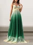 Women Ombre V Neck Gallus Comfy Sexy Maxi Dress