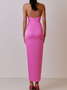 Women Plain Halter Sleeveless Comfy Sexy Maxi Dress