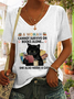 Casual Cat V Neck Short Sleeve T-shirt