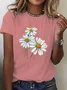 Casual Daisy Crew Neck Short Sleeve T-shirt