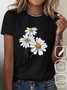 Casual Daisy Crew Neck Short Sleeve T-shirt