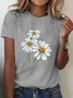 Casual Daisy Crew Neck Short Sleeve T-shirt