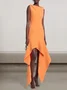 Women Plain Crew Neck Sleeveless Comfy Sexy Maxi Dress