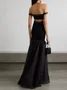 Women Plain Off The Shoulder Sleeveless Comfy Sexy Maxi Dress