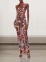 Women Floral Strapless Sleeveless Comfy Sexy Maxi Dress