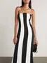 Women Striped Strapless Sleeveless Comfy Sexy Maxi Dress