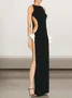 Women Plain Crew Neck Sleeveless Comfy Sexy Maxi Dress