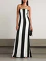 Women Striped Strapless Sleeveless Comfy Sexy Maxi Dress