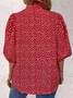 Three Quarter Sleeve Polka Dots Regular Loose Shirt For Women