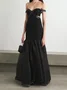 Women Plain Off The Shoulder Sleeveless Comfy Sexy Maxi Dress