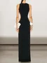 Women Plain Crew Neck Sleeveless Comfy Sexy Maxi Dress