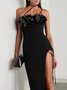 Women Plain Off The Shoulder Sleeveless Comfy Sexy Maxi Dress