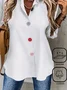 Shirt Collar Long Sleeve Plain Buckle Regular Loose Shirt For Women