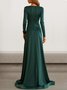 Women Plain V Neck Long Sleeve Comfy Sexy Maxi Dress