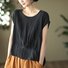 Crew Neck Short Sleeve Plain Regular Loose Shirt For Women