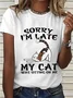 Casual Cat Crew Neck Short Sleeve T-shirt