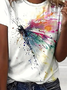 Casual Dragonfly Crew Neck Short Sleeve T-shirt