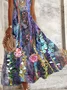 Women Floral Crew Neck Short Sleeve Comfy Casual Mini Dress